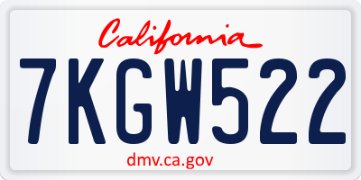 CA license plate 7KGW522