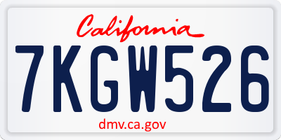 CA license plate 7KGW526