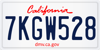CA license plate 7KGW528