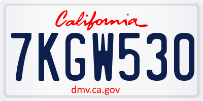 CA license plate 7KGW530