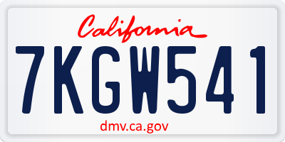 CA license plate 7KGW541