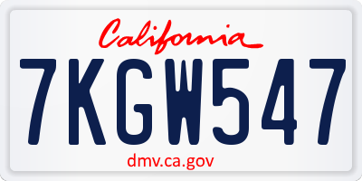 CA license plate 7KGW547
