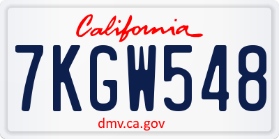 CA license plate 7KGW548