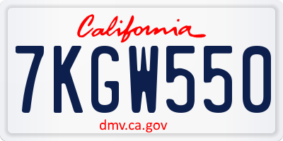 CA license plate 7KGW550