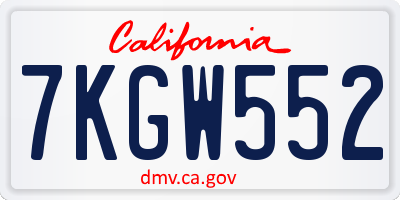 CA license plate 7KGW552