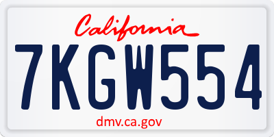 CA license plate 7KGW554