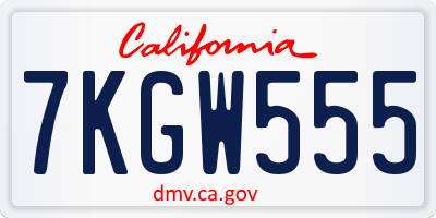 CA license plate 7KGW555