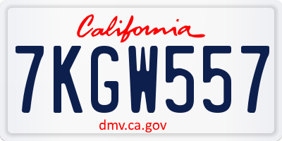 CA license plate 7KGW557