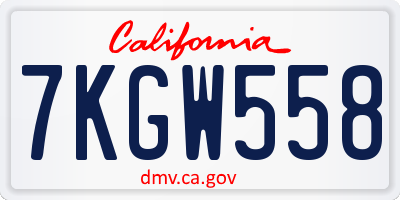 CA license plate 7KGW558