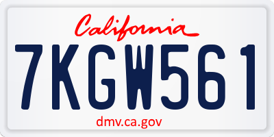 CA license plate 7KGW561