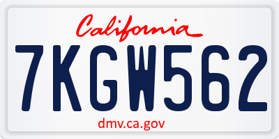 CA license plate 7KGW562