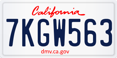 CA license plate 7KGW563