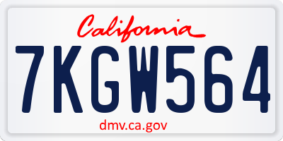 CA license plate 7KGW564