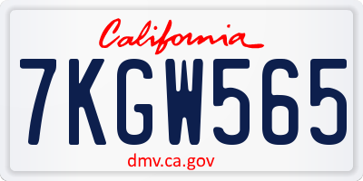 CA license plate 7KGW565