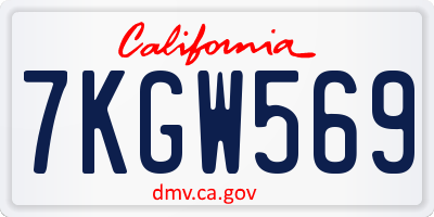 CA license plate 7KGW569