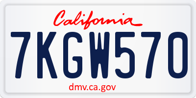 CA license plate 7KGW570