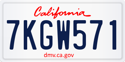 CA license plate 7KGW571