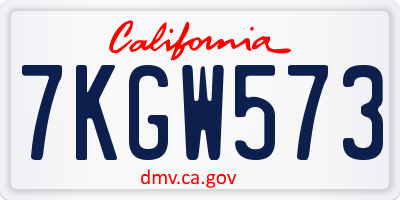 CA license plate 7KGW573
