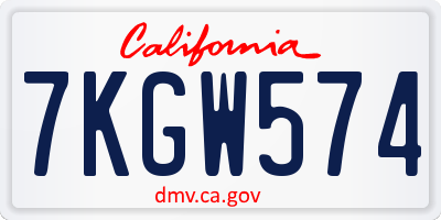 CA license plate 7KGW574