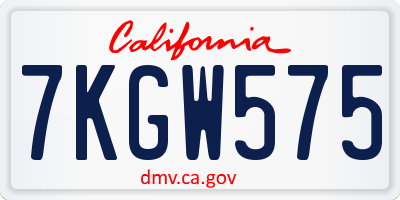 CA license plate 7KGW575