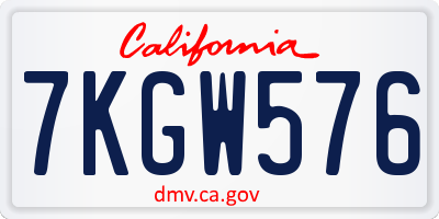 CA license plate 7KGW576