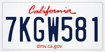 CA license plate 7KGW581