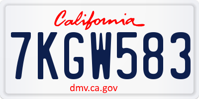 CA license plate 7KGW583