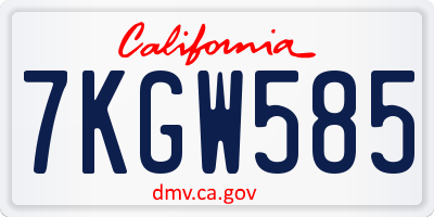 CA license plate 7KGW585