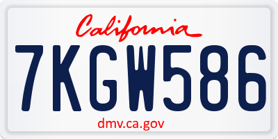 CA license plate 7KGW586