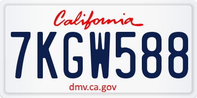 CA license plate 7KGW588