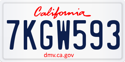 CA license plate 7KGW593