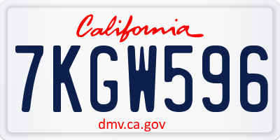 CA license plate 7KGW596