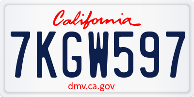 CA license plate 7KGW597