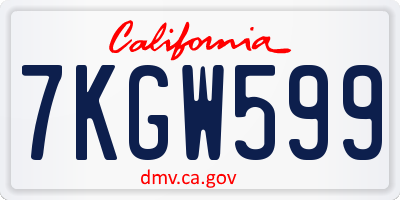 CA license plate 7KGW599