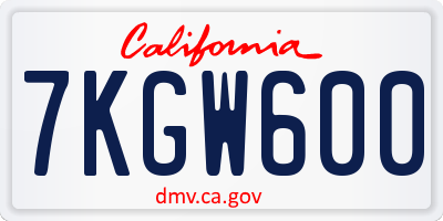 CA license plate 7KGW600