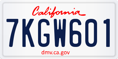 CA license plate 7KGW601