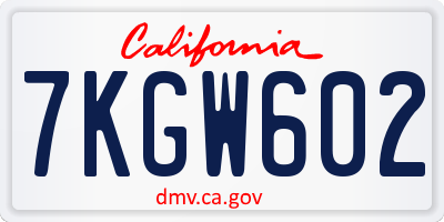 CA license plate 7KGW602