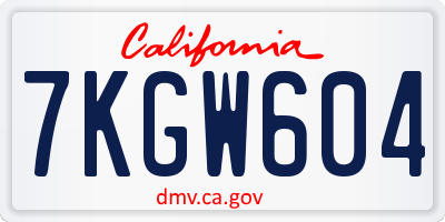 CA license plate 7KGW604