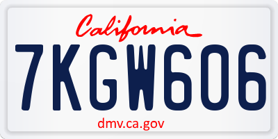 CA license plate 7KGW606