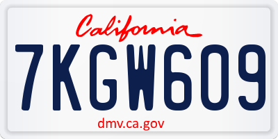 CA license plate 7KGW609