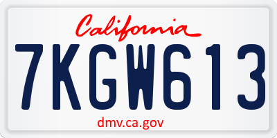 CA license plate 7KGW613