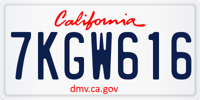 CA license plate 7KGW616