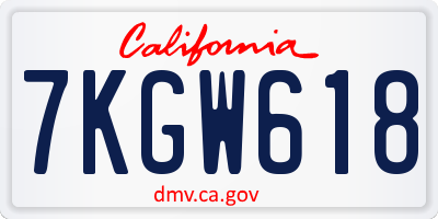 CA license plate 7KGW618