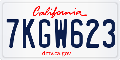 CA license plate 7KGW623