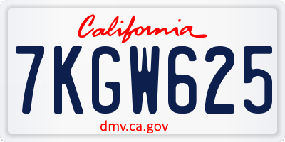 CA license plate 7KGW625