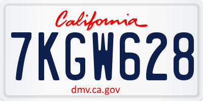 CA license plate 7KGW628