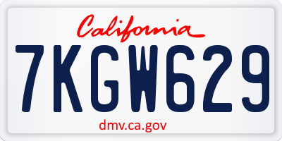 CA license plate 7KGW629