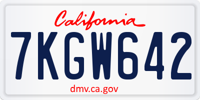 CA license plate 7KGW642