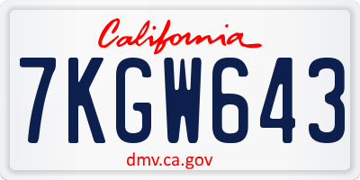 CA license plate 7KGW643