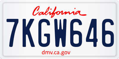 CA license plate 7KGW646